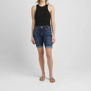 Silver Suki Mid Bermuda Dark Wash Shorts - Size 26